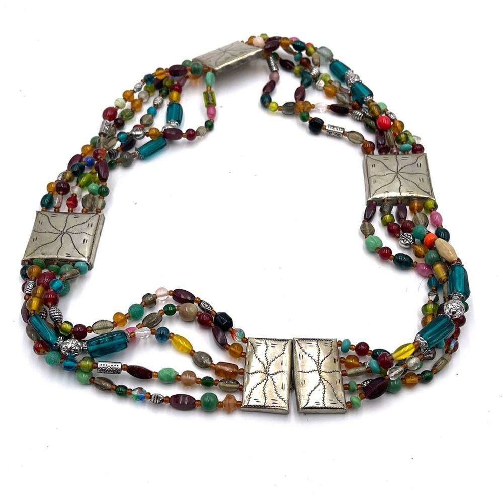 Western Vintage handmade belt glass beads tribal aztec style
